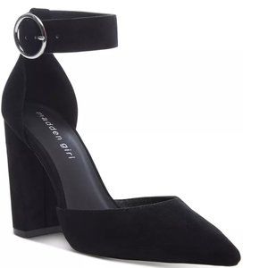 Madden Girl Women's Saxon Black Two-Piece Heeled Pumps Size: 9M